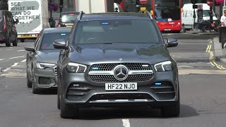 LOTS OF BULLHORN  Coolest Unmarked Cars responding through Centre of London [upl. by Zarger]