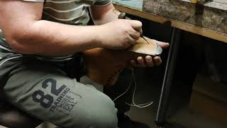 installing toe plate and hobnails on german Jackboots [upl. by Innek322]