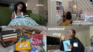 WEEKEND VLOG  reading sally rooney organizing my bookshelf and more [upl. by Wallford]