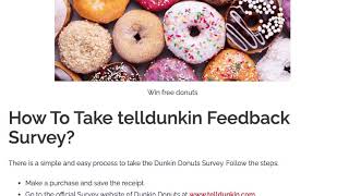 TellDunkin  Survey Garrison  Take Official Survey at telldunkincom  Win Free Donut [upl. by Irisa]