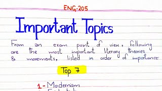 Important Topics literature ENG205 4thsememster pu [upl. by Doykos997]