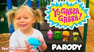 YO GABBA GABBA  Play Hide and Seek at The Park with Kids and Yo Gabba Gabba Pop Figures [upl. by Sloan]