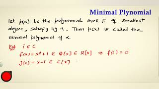 Minimal polynomial  Reducible Irreducible polynomial  Field Theory [upl. by Mannos]