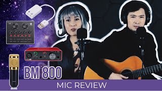 BM 800 Condenser Microphone Review and Test with V8 Sound Card amp Scarlett Focusrite Audio Interface [upl. by Ecire]