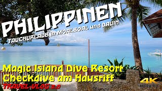 Tauchen PHILIPPINEN  Checkdive amp Unguided quotMagic Island Dive Resort Hausriffquot 4K Moalboal [upl. by Kiley682]