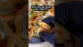 ROLLITOS RELLENOS en 1 MINUTO shorts recetas [upl. by Brainard]