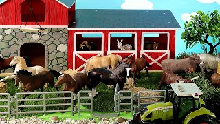 Farm Red Barn Set for Cattle and Horses Animal Figurines  Learn Animal Names for Kids [upl. by Iorgos]