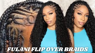 Fulani Flip Over Boho Braids ✨Water Wave Sew In  YWigs [upl. by Noorah]