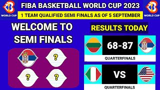 🔴1 Team Qualified Semi finals All Results Fiba world cup 2023 Today  As Of 5 September 2023 [upl. by Airenahs558]