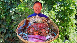 King Crab Lobster Squid Sea Snails amp Oyster Marinated in Fresh Chili Sauce  Uncle Rural Gourmet [upl. by Daryn]