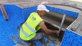 How to prepare the base of the pool stairs with cement and sand for ceramic tile installationquot [upl. by Stanwin]