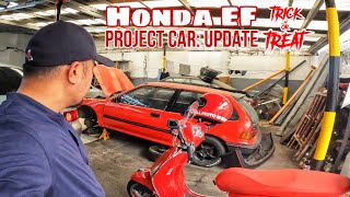 Red X Red Honda Civic EF Project car Update riding Vespa Red [upl. by Akina]