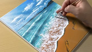 Easy Way to Paint a Beach Scene  Acrylic Painting for Beginners [upl. by Olihs]