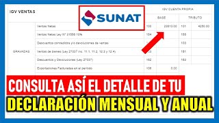 ¿Cómo ver el detalle de mis declaraciones SUNAT 2023 Declaración Anual y Mensual [upl. by Sirehc344]