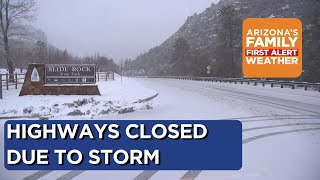 Major highways closed in northern Arizona due to snowfall [upl. by Draude]