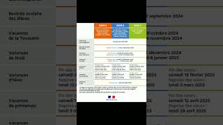 Calendrier des vacances scolaires 2024 2025 en France [upl. by Arnulfo]