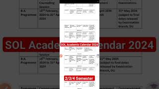 SOL Academic Calendar 2024 For 2nd  4th  6th Semester students  Classes Exams Assessment Etc [upl. by Heisser]