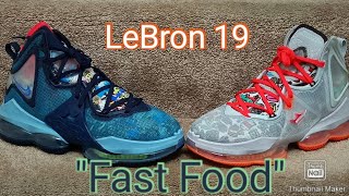 Nike LeBron 19 quotFast Foodquot ReviewOn Feet [upl. by Aerdnahs]