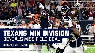 Texans Clinch Division as Bengals Miss FG in the Last Seconds of the Game  NFL Week 16 Highlights [upl. by Amesari]