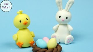 3 Easy Easter Fondant Cake Toppers Cake decorating for begginers [upl. by Hnahym]