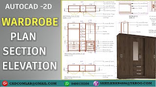 AUTOCAD WARDROBE DESIGN WITH DETAIL SECTION AND ELEVATION [upl. by Cogan]