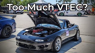 Honda K24 Powered Miata Track Review  Is VTEC Too Much For This Chassis [upl. by Affay409]