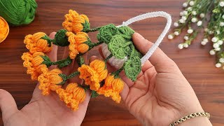 3D⚡💯Wow Amazing💯👌How to make an eyecatching crochet home ornament🌿How to knit pots and leaves [upl. by Torruella]