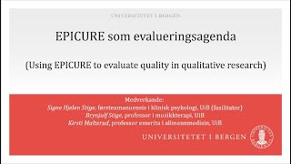 EPICURE – en agenda for dialogbasert vurdering av kvalitet i kvalitativ forskning English CC [upl. by Thema]