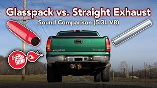 Cherry Bomb® Glasspack vs Straight Exhaust Pipe  Sound Comparison  53L Chevy [upl. by Ashti]