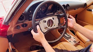 1984 Mercedes 380SL R107 Steering wheel and instrument cluster removal [upl. by Nerrak]