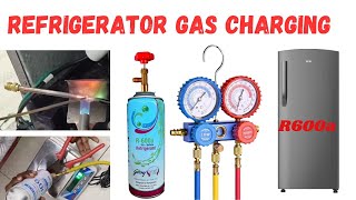 REFRIGERATOR GAS CHARGING IN TAMIL  GAS CHARGING FULL PROCESS EXPLANATION  R600a  gascharging [upl. by Eelyram]