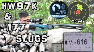 Weihrauch HW 97K 177 Air Rifle  25 amp 50 Yard Accuracy TEST  FULL REVIEW  Airgun Slugs [upl. by Dorinda]