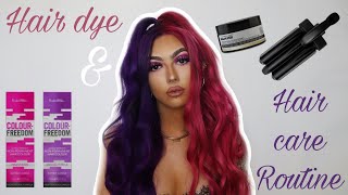 HAIR DYE amp HAIR CARE ROUTINE  split dyed hair mark hill colour freedom [upl. by Nivak190]