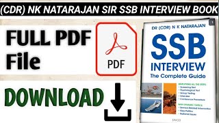 CDR NK Natarajan Sir SSB INTERVIEW BOOK Full Pdf Download free  Mohit Success Academy [upl. by Siderf]