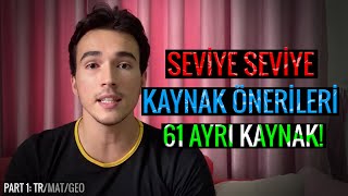 SEVİYE SEVİYE TYT AYT KAYNAK ÖNERİLERİ  TAM 61 KAYNAK  Türkçe Matematik Geometri  Part1 [upl. by Duster]