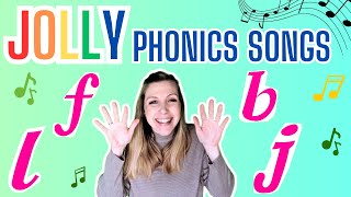 Jolly Phonics  Set 5  Animated Songs with WORDS and ACTIONS  letters l f b j [upl. by Nicoli78]