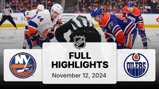 NHL Highlights  Islanders vs Oilers  November 12 2024 [upl. by Esiole]