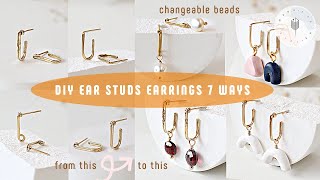 Ear Studs Earring  Dainty Hoops and Studs Ideas with Beads and Wire  DIY Tutorial [upl. by Idoc571]