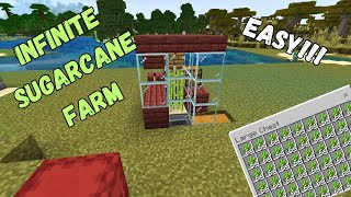 EASIEST AUTOMATIC SUGARCANE FARM TUTORIAL in Minecraft Bedrock 121 [upl. by Namien89]