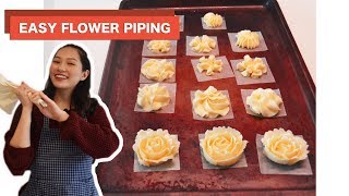 Simple Ways to Pipe Buttercream Flowers  Ally Bakes [upl. by Frantz]