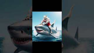 Daddy Fights Shark to Save a Kitten 🐈👊🐬 ai cat catlover story cute cutecat shorts [upl. by Fransen]