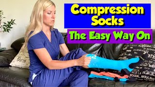 How to Put On Compression Socks THE EASIEST WAY [upl. by Innavoij748]