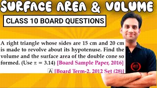 A right triangle whose sides are 15 cm and 20 cm is made to revolve about its hypotenuse Find [upl. by Ylus]