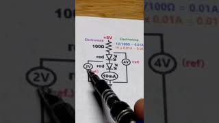 Schematic 2V 4V reference voltages 2 series red LEDs 100 ohms 5V supply electronics howto diy [upl. by Fenelia597]