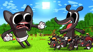 Family of CARTOON DOGS vs Baby Cartoon Cat Minecraft [upl. by Enileda]