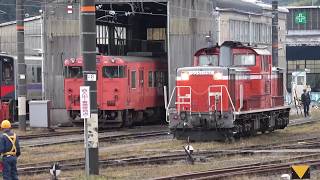 米子駅でDD51 1191号機の出区を撮影HOT7020入換クモヤ443系留置20181031 [upl. by Southard]