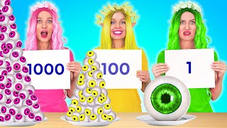 1000 LAYERS FOOD CHALLENGE 2  Giant VS Tiny Food For 24 Hours by 123 Go FOOD [upl. by Centeno]