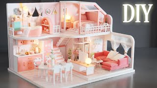 DIY Miniature Dollhouse Kit  Pinellia Time  Pink Apartment  Relaxing Satisfying Video [upl. by Courtund766]