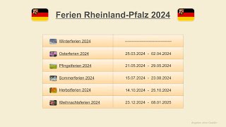 Ferien Rheinland Pfalz 2024 [upl. by Oiramaj]