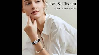 Womens Leather Strap Watch Dainty Elegant Womens Watches Classic Vintage Retro Square Ladies Quartz [upl. by Lisan]